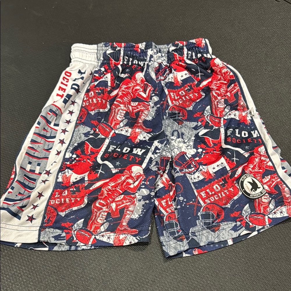 Society Kids Red and Blue Sports Shorts